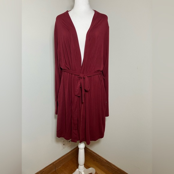 Meundies Robe Sz XL Red Pockets Tie Front Comfort‎ Lounge Cozy Long Sleeves - Picture 1 of 9